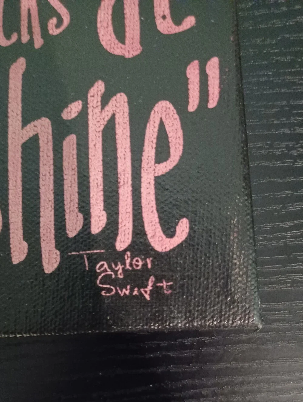 Taylor Swift Quote Hand-Painted Black and Pink Canvas Art